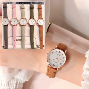 Casual Leather Strap Quartz Watches (Round Shape)