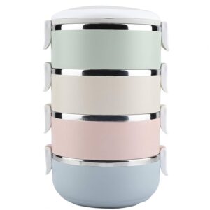 4 Layer Lunch Box Tier Stainless Steel Thermal Insulated Stackable Hot Food Container Boxes
