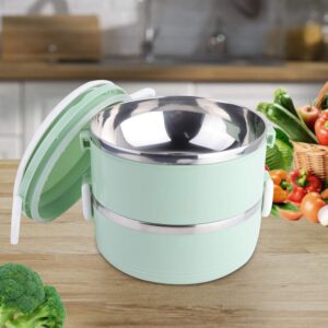 2 Layer Lunch Box Tier Stainless Steel Thermal Insulated Stackable Hot Food Container Boxes