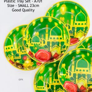 Eid Al-Fitr Mubarak Disposable Tableware Plastic tray Set Ramadan Kareem Decoration For Home Muslim Islamic Eid Party Supply