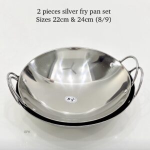 Premium Silver Fry Pan Set - Small 22cm and Large 24cm ,26 cm Heavy-Duty Non-Stick Skillets
