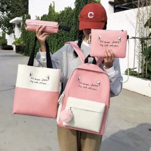 Schoolbag Girls' Korean-Style Junior High School Casual Waterproof Backpack Large Capacity Four-Piece Setulzzang Backpack