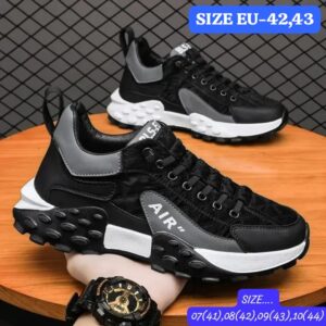 Chunky Sneakers for Men – Soft Sole Running Shoes, Fashion Casual Woven Leather, Breathable, Height-Increasing Platform