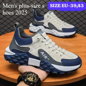 Chunky Sneakers for Men – Soft Sole Running Shoes, Fashion Casual Woven Leather, Breathable, Height-Increasing Platform