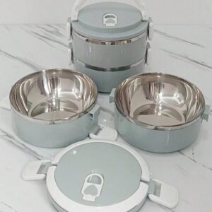 2 Layer Lunch Box Tier Stainless Steel Thermal Insulated Stackable Hot Food Container Boxes