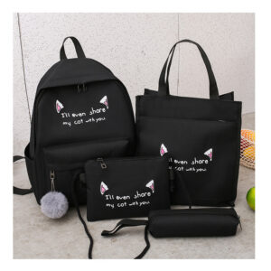 Schoolbag Girls' Korean-Style Junior High School Casual Waterproof Backpack Large Capacity Four-Piece Setulzzang Backpack