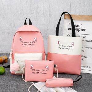 Schoolbag Girls' Korean-Style Junior High School Casual Waterproof Backpack Large Capacity Four-Piece Setulzzang Backpack